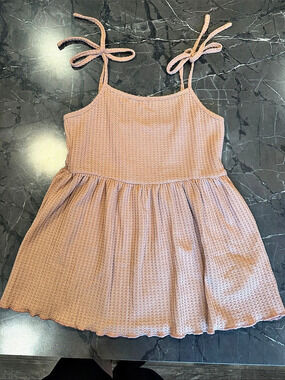 Pink Knit Tie-Strap Dress